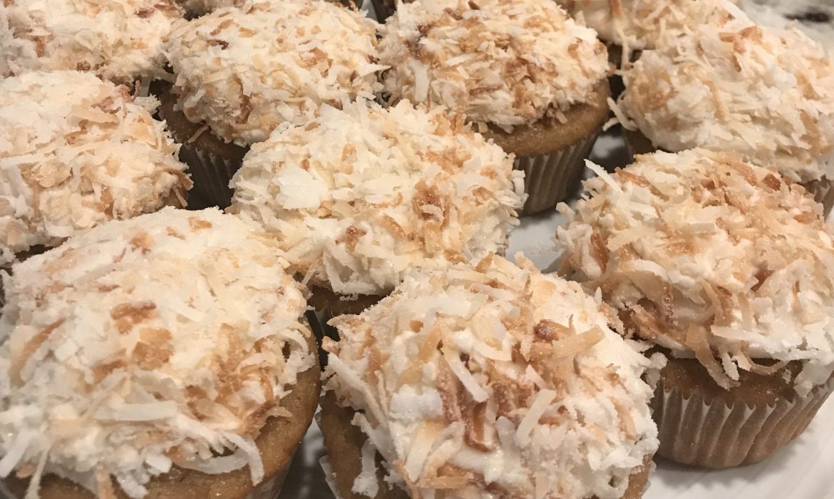 Coconut Cupcakes with Coconut Buttercream and Toasted Coconut
