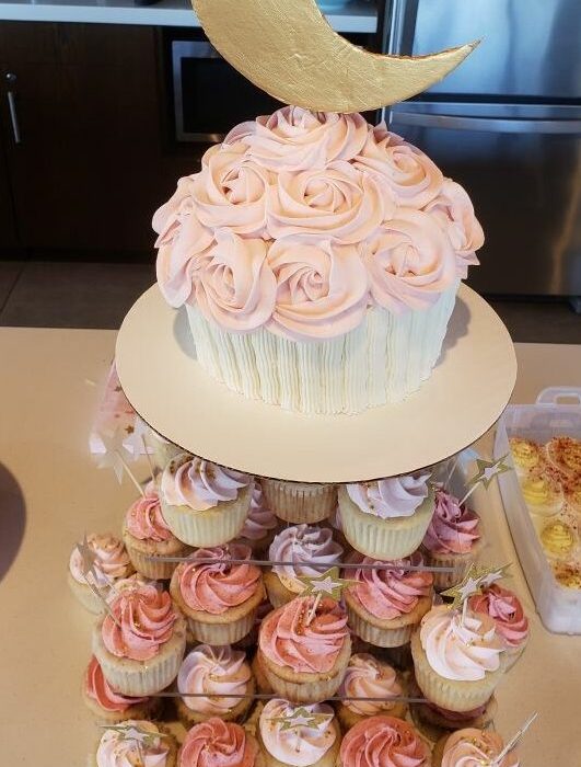 Pink and Cream Jumbo Cupcake